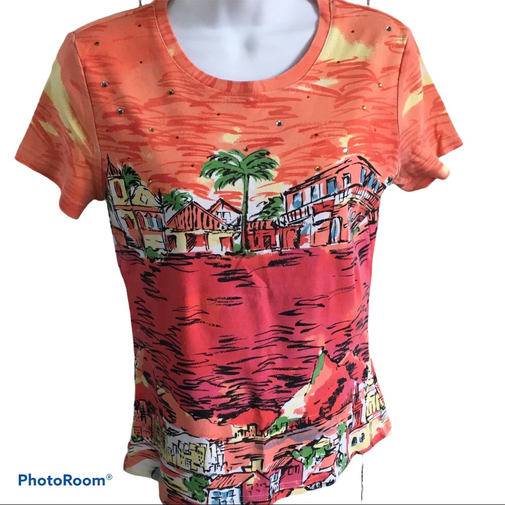 Gloria Vanderbilt Tropical Tee Size S